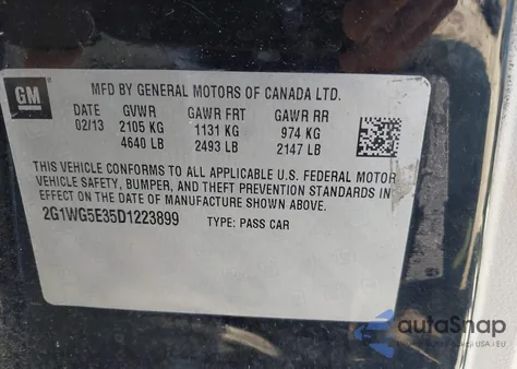 2013 Chevrolet Impala Lt из США, поврежденный, VIN 2G1WG5E35D1223899